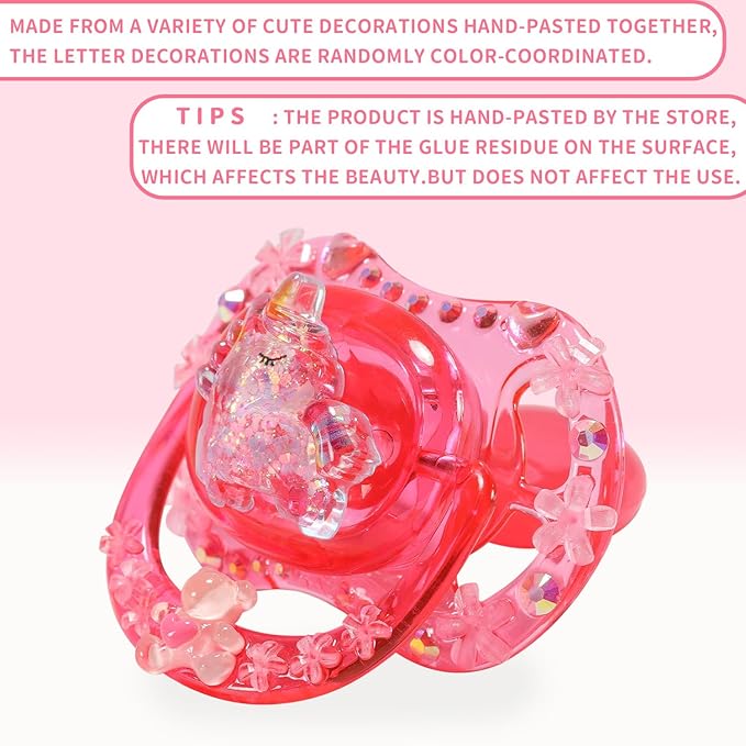 CutiePlusU Adult Sized Pacifier Dummy DIY Handmade- Pink