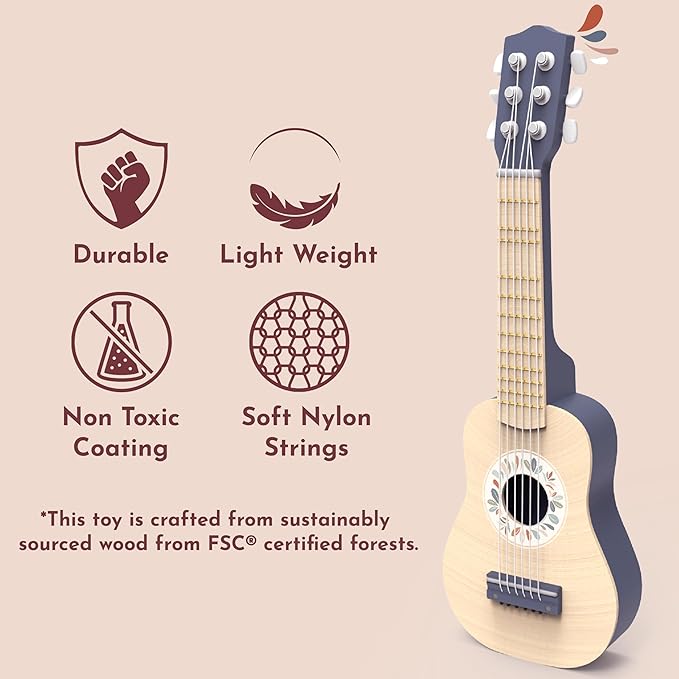SPEEDY MONKEY Kids Guitar – Sturdy 6-String Nylon Toy Guitar, Safe & Injury-Resistant Coating, Portable Design for Early Learning & Musical Development, Ideal for Kids Ages 3+