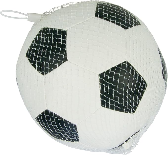 Lena 62178 Soft Fußball aus Schaumstoff, weicher Ball ca. 18 cm, Spielball für Kinder ab 1 Jahr, Softball Zum Spielen und Baden, elastischer und strapazierfähiger Schaumstoffball, Weiß, Schwarz