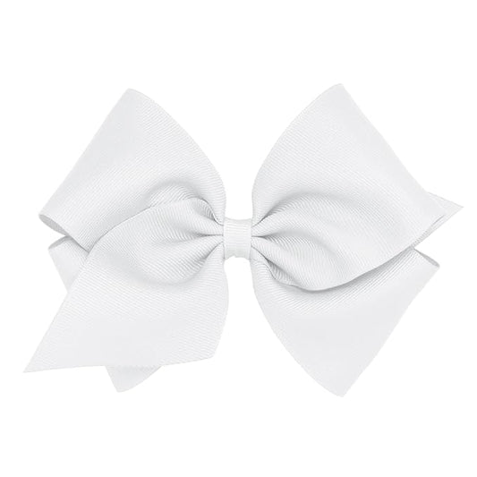 Wee Ones Girls' Classic Grosgrain Hair Bows with Plain Wrap Center, No-Slip Hair Clip, Handmade, White, Mini King