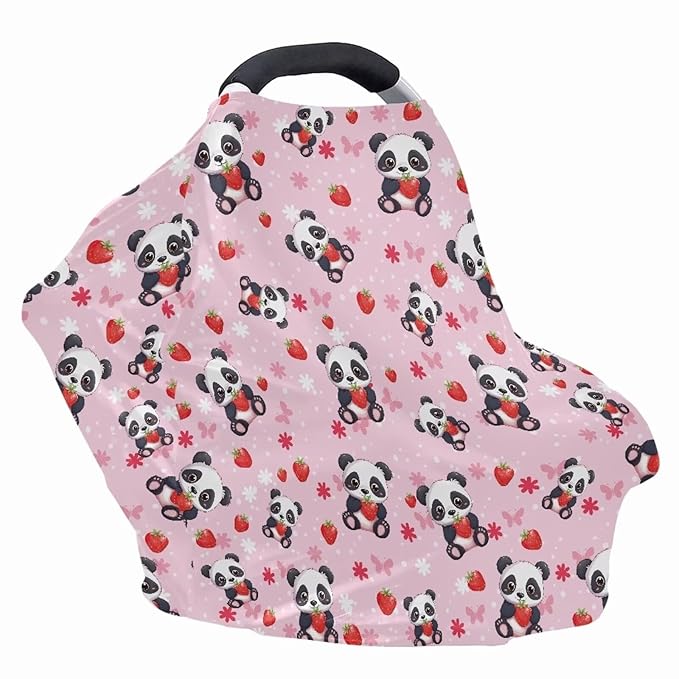 AFPANQZ Panda Baby Car Seat Covers Nursing Cover Multifunctional Infant Car Seat Canopy Nursing Cover High Chair Cover Full Coverage Breathable Stretchy Lightweight Travel Outdoors