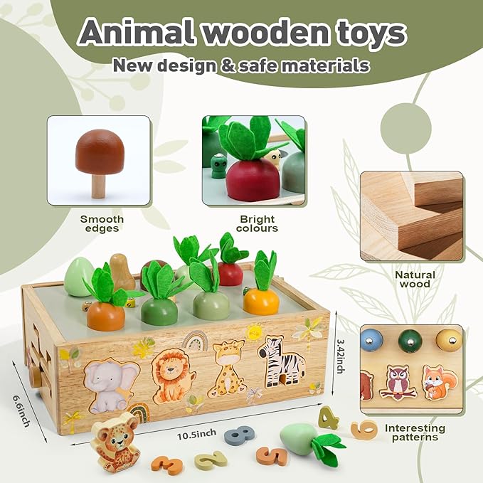 Montessori Wooden Toys for 1+ Year Old, 9 in 1 Montessori Toddler Toy with Preschool Educational Toys for 2+ Year Old, Birthday for Boys Girls