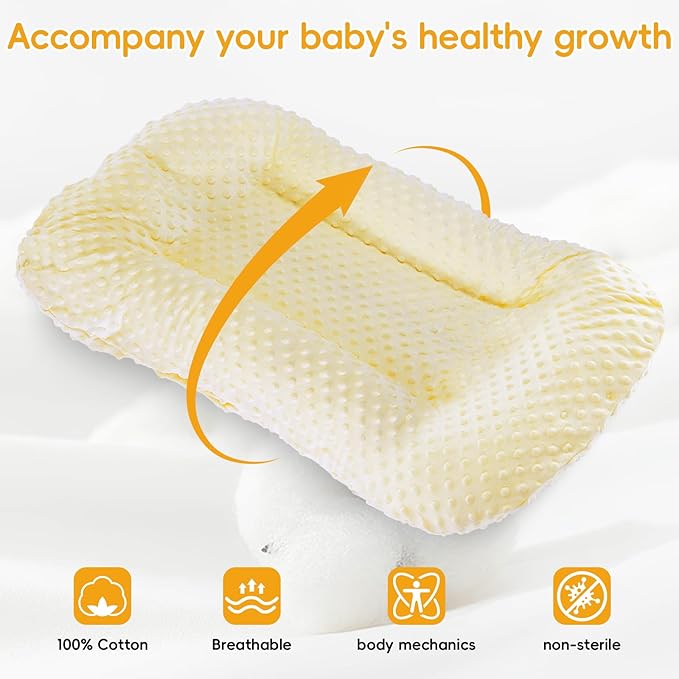 Baby Lounger for Newborn,Baby Play Mat Tummy Time Soft and Breathable Cotton for Playtime & Learnning,Babies Essentials Gifts Home Travel 0-12 Months(Yellow Bean)