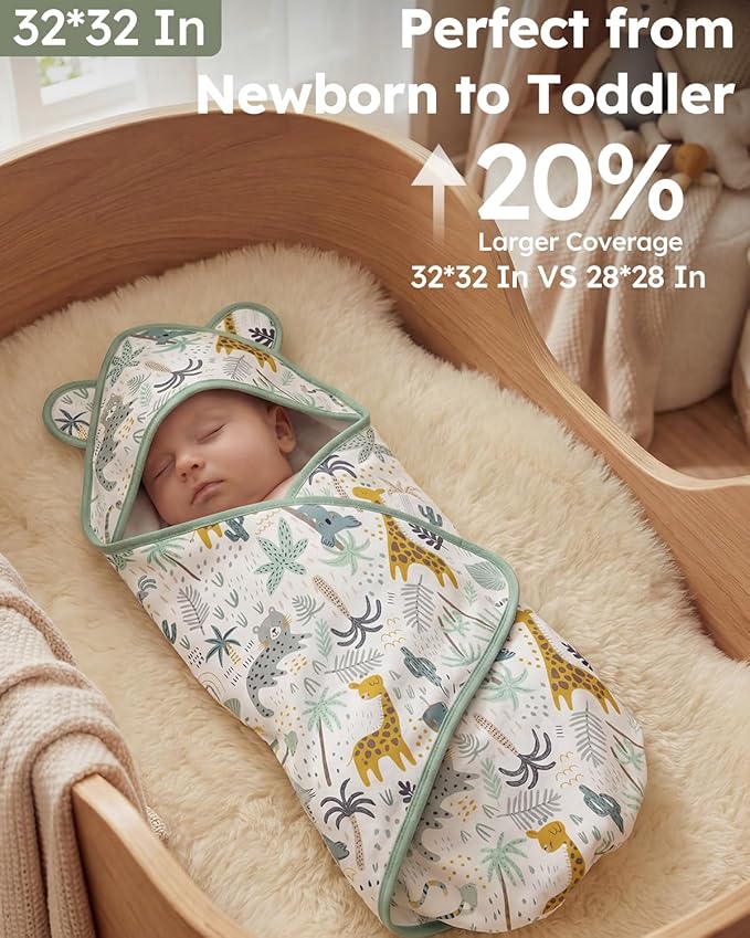 Yoofoss Hooded Baby Towels for Newborn 100% Organic Cotton Baby Bath Towel with Hood for Babies, Infant, Toddler and Kids, 32x32Inch, Soft and Absorbent Newborn Essential