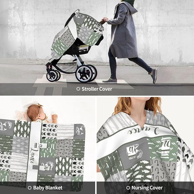 Custom Baby Car Seat Canopy with Name, Personalized Baby Car Seats Covers for Baby Boy, Fishing Opening Minky Nursing Breastfeeding Cover for Infant, Carseat Canopies for Newborn