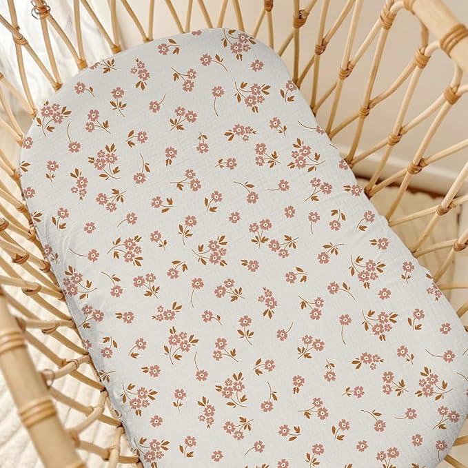 Muslin Baby Lounger Cover 2 Pack, Soft Breathable Newborn Lounger Pillow Cover for Boys Girls Infant (Flower E & Pink)