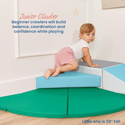 ECR4Kids SoftZone Junior Adventurer's Summit Ramp, Corner Climber, Contemporary, 4-Piece