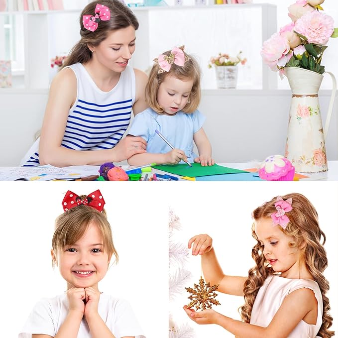 Hair Clip, Baby Girl Mouse Ears Hair Bows Clips, 4pcs Polka Dot Hair Accessory for Baby Kids Girls Women, Mice Hair Accessories for Glitter Party Princess Decoration Cosplay