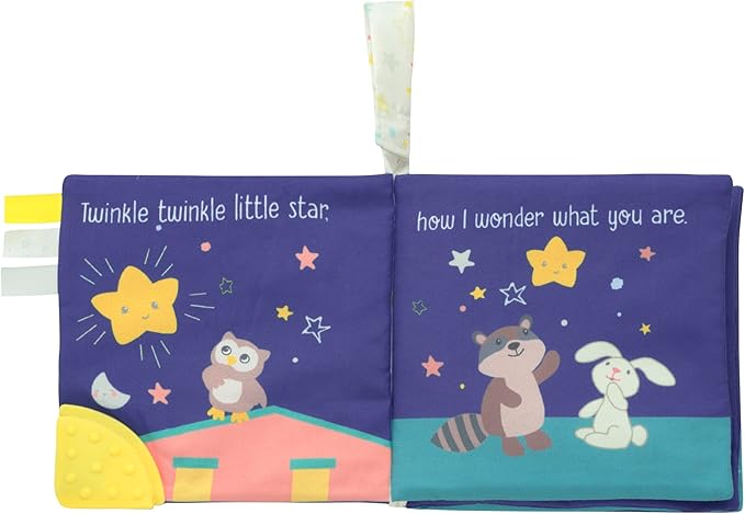 Magic Years 5 inch Soft, Crinkle Activity Book with Teether and Travel Strap for Baby, Twinkle, Twinkle Little Star, Multicolored