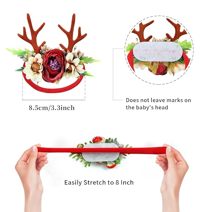 Cinaci 5 Pack Delicate Floral Flower Nylon Headbands Hair Bands Christmas Hair Accessories for Baby Girls Newborns Infants Toddlers Kids (5 Pack S6)
