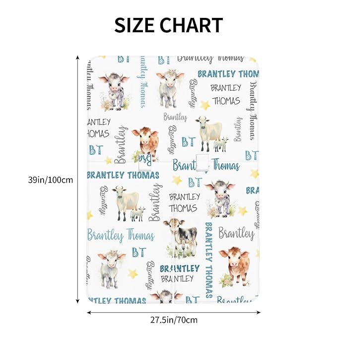Custom Baby Car Seat Canopy Personalized Car Seat Covers with Name for Baby Boys Girls Customized Cow Nursing Breastfeeding Cover Infant Carseat Canopies Newborn Minky Baby Blanket