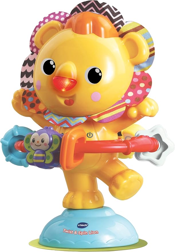 VTech Twist and Spin Lion, Music Toy for Sensory Play, Educational Toys for Kids, Baby Interactive Toy with Lights and Songs, Suction Cup, Suitable for Boys and Girls 6 Months +, English Version