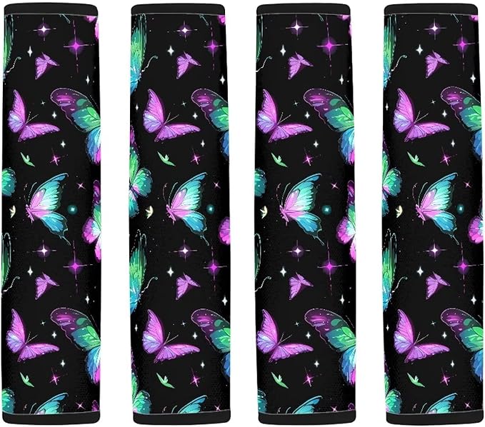 AFPANQZ Butterflies Seat Belt Cover for Women Adults 2 Packs Comfortable Driving Shoulder Protectors Car Safety Seatbelt Pads Soft Comfort Cushion Car Seats Accessories Decor