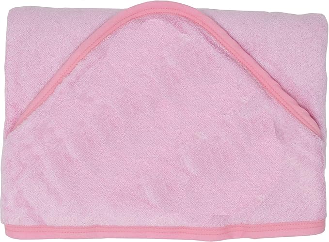 Hooded Baby Towel - 100% Rayon from Bamboo, Solid Color Soft Bath Towel with for Babie, Toddler, Infant - Ultra Absorbent - Pink - Large
