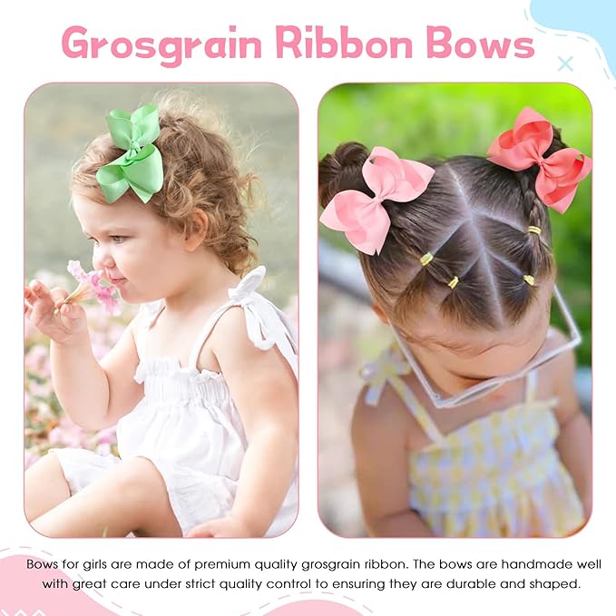 Oaoleer 40 Colors 4.5 Inch Hair Bows Clips Grosgrain Ribbon Bows Hair Alligator Clips Hair Barrettes Hair Accessories for Girls Toddler Infants Kids Teens Children (4.5inch 40color)