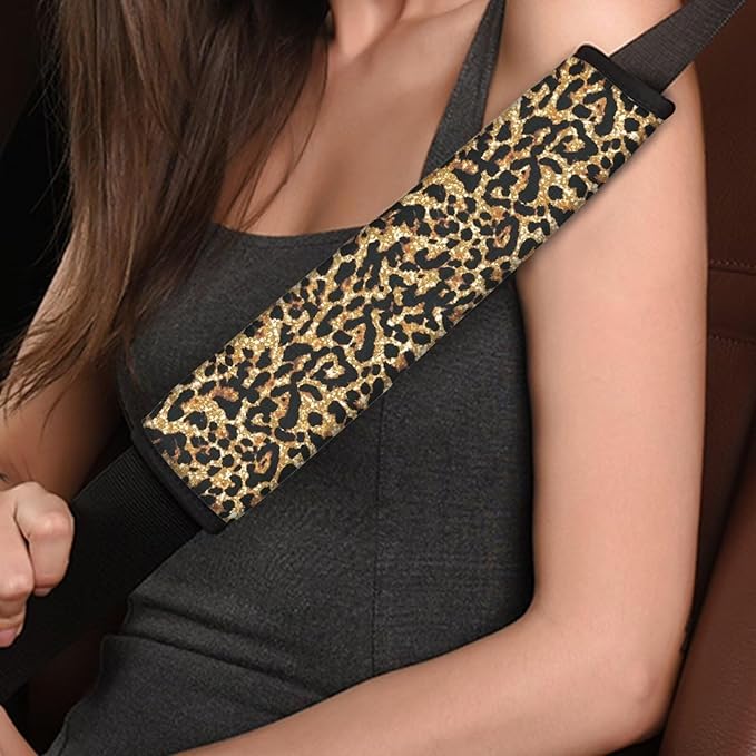 Seat Belt Cover Pad for Kids 2 Pack Car Seat Shoulder Strap Pads Seat Belt Pad Cheetah Print Car Accessories Carseat Straps Covers Shoulder Strap Cushion