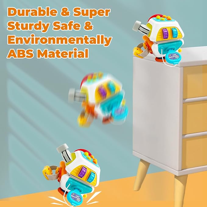 Montessori Busy Cube for Toddlers,Car Travel Toys Busy Board Activity Cube,Kids Educational Birthday Gifts Sensory Baby Toys 18+ Months (Decahedron)
