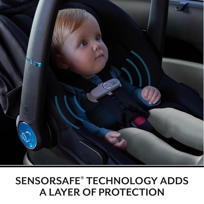 Evenflo LiteMax NXT Rear-Facing Lightweight Preemie and Infant Car Seat 3-30lbs with SensorySoothe. Easy Install with Base (Jasper Black)