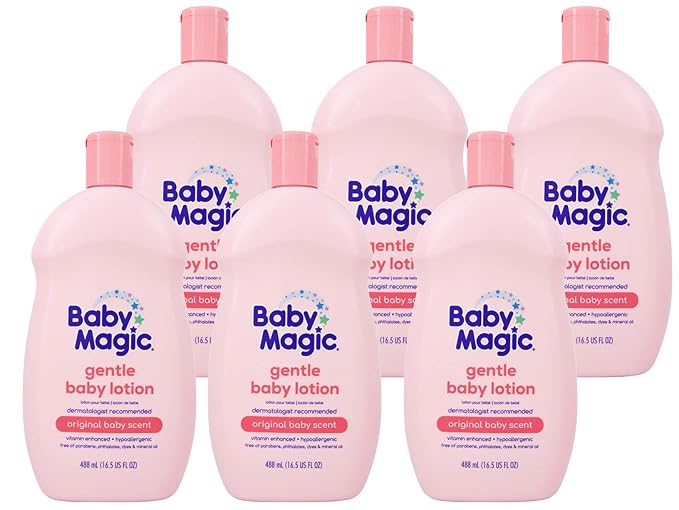 Baby Magic Gentle Baby Lotion | 16.5 Fl Oz (Pack of 6) | Vitamins & Aloe, Pink (705544), Original Baby Scent