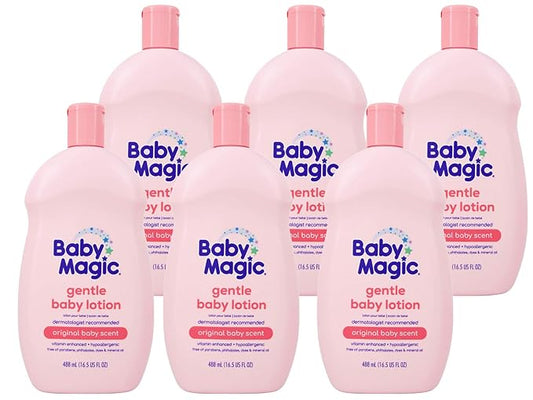 Baby Magic Gentle Baby Lotion | 16.5 Fl Oz (Pack of 6) | Vitamins & Aloe, Pink (705544), Original Baby Scent