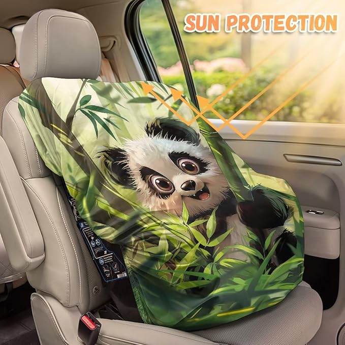 XYZCANDO Panda Print Baby Car Seat Shade Cover Cute Car Seat Cover Girl Newborn Waterproof Car Seats Heat Protector Keeps Your Toddler Baby Seat at a Cool Temperature Gift for Friends