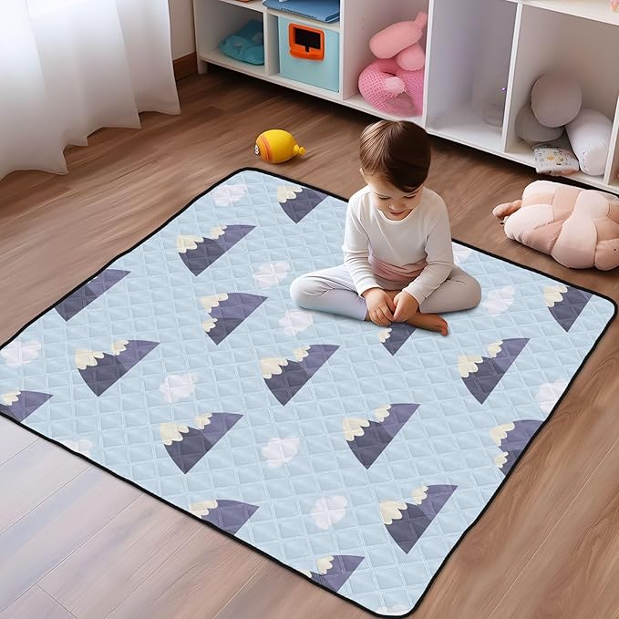 Baby Play Mat Blue Mountains 50 x 50 Playpen Mat Baby Play Mats for Floor Play Gym Crawling Mat Non-Slip Cushioned Baby Playmat for Infants, Babies, Toddlers