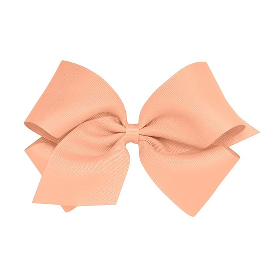 Wee Ones Girls' Classic Grosgrain Hair Bows with Plain Wrap Center, No-Slip Hair Clip, Handmade, Light Coral, King