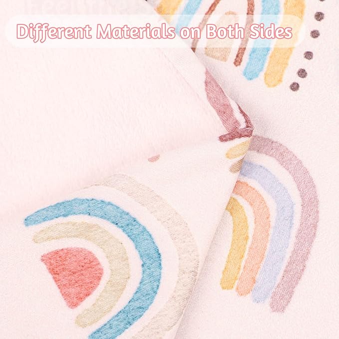 Newborn Lounger Cover for Girls Boys, Removable Soft Baby Lounger Cover, Reversible Infant Lounger Cover Minky, Pink Cute Rainbow (Only Cover)
