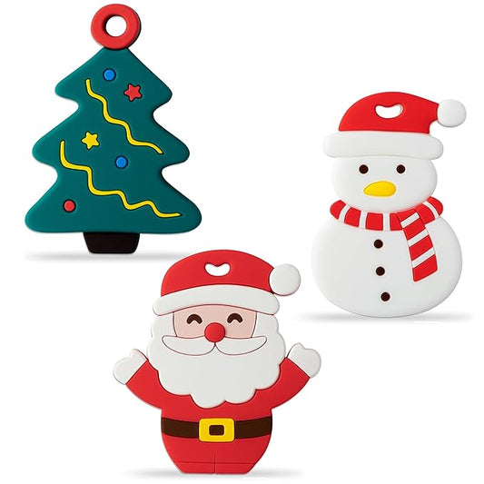 3Pcs Christmas Silicone Teething Toys for Babies - First Christmas Soothe Chew Teether for Infants, Soft Snowman Design for Toddlers - Birthday Gifts for Baby Boys and Girls