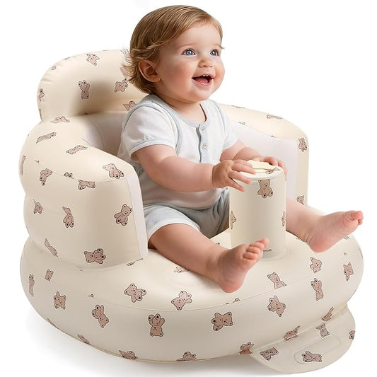 Inflatable Baby Seat for 3-36 Months, Back Support, Built-in Air Pump, Learning to Sit, Blow Up Floor Seat