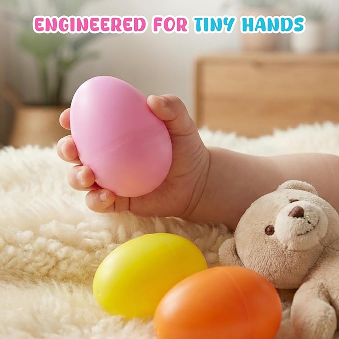 LovesTown 8PCS Plastic Egg Shakers, Musical Instruments for Kids Plastic Egg Toy Maracas for Toddlers Hand Percussion Musical Eggs Easter Basket Stuffers