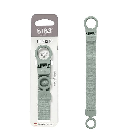 BIBS Loop Pacifier Clip - Sleek, Secure One-Handed Operation, Fits All BIBS and Most Brands, Machine Washable, Slim Profile for Comfort, Ages 0+ - Sage