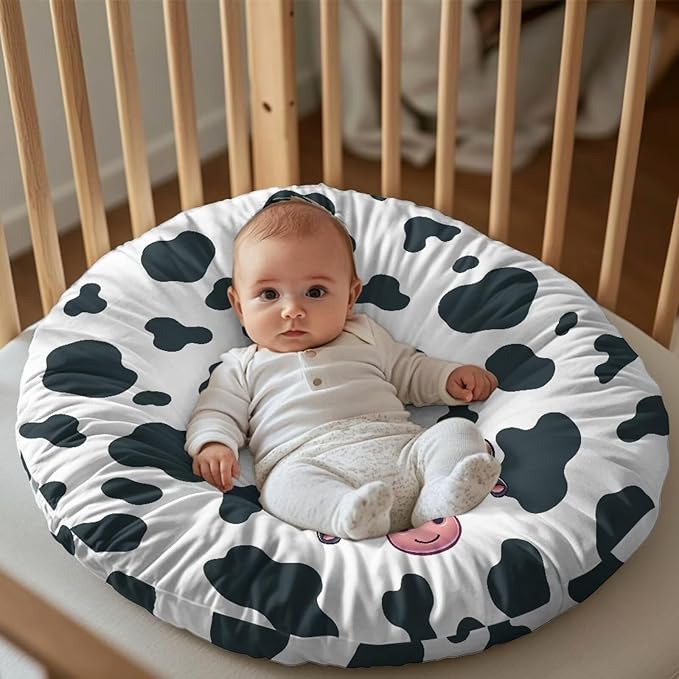 Classic Cowhide Print Baby Lounger Cover Removable Cover Ultra Soft Comfortable Lounger Slipcover Protector Cover for Infant Lounger Pillow Breathable and Reusable