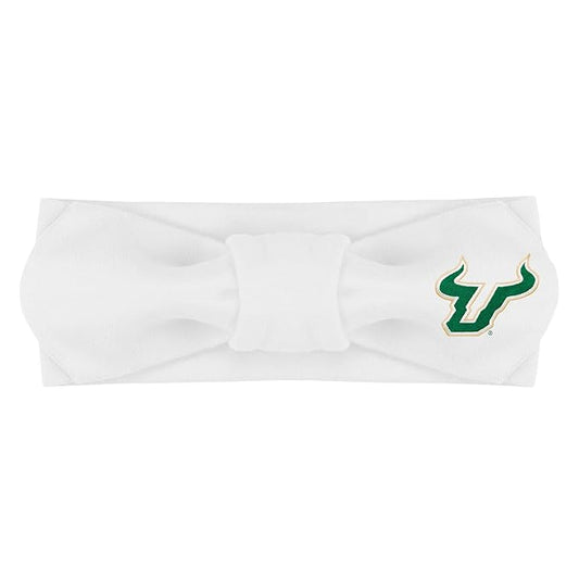 Creative Knitwear South Florida Bulls Infant Girls White Solid Hair Knot Headband Embroidered Logo - Size Newborn - 4T