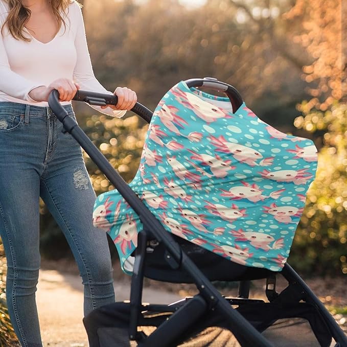 Youngerbaby Axolotl Nursing Cover Breastfeeding Super Soft Multi Use for Baby Car Seat Covers Canopy Shopping Cart Cover Scarf Light Blanket Stroller Cover Baby Girl Necessities