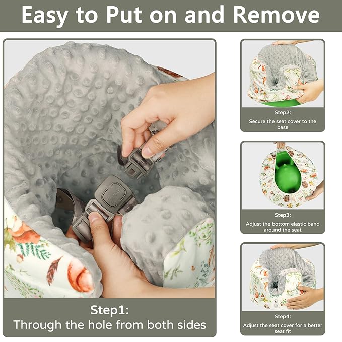 Seat Cover Compatible with Bumbo Seat, Soft and Breathable Baby Floor Seat Cover for Baby Boy & Girl (Cover Only), Animals