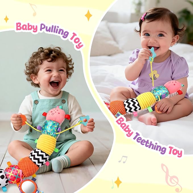 Musical Caterpillar Baby Toys 0-6 6-12 Months, Multi-Functional Sensory Tummy Time Toys for Newborn Infants Boys & Girls, Developmental Stuffed Animal Toys, Baby Shower & Baby Gifts