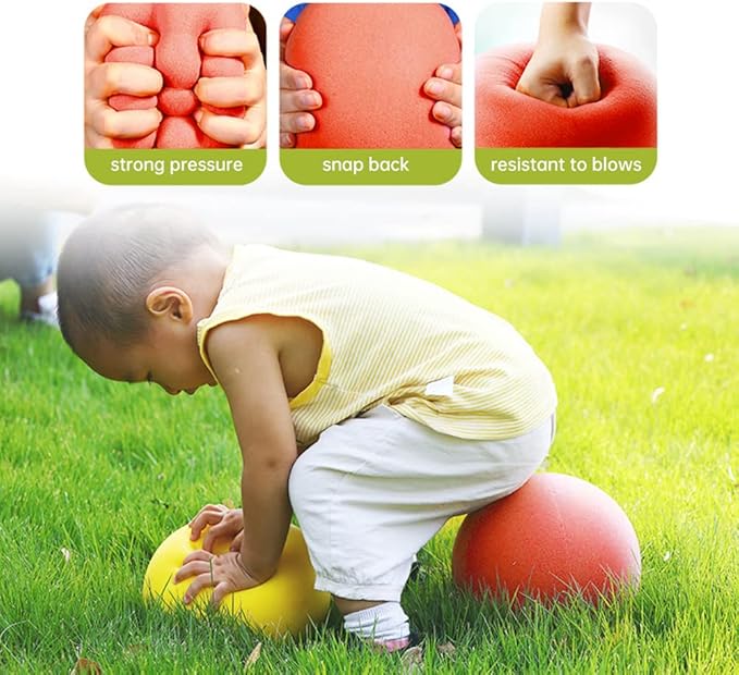 Surakey 9inch Mute Ball Children Mute Elastic Ball Silent Bouncy Ball Dodge Game Clapping Ball with Mesh Bag Low Noise Basketball Training Parent Child Interaction Outdoor Sports - Rosy 22.5CM