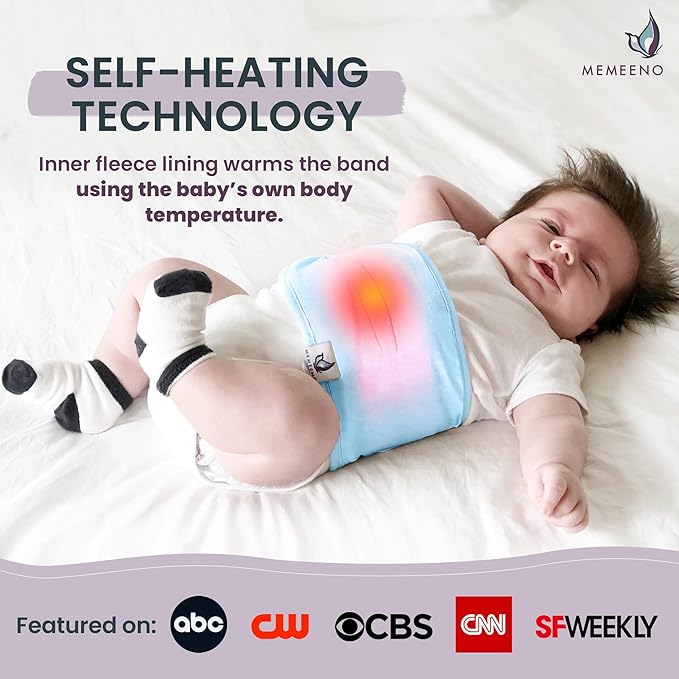 MEMEENO Baby Belly Band for Gas and Colic Baby Relief - Belly Band for Heating Pad for Colic, Heated Tummy Wrap, Sky