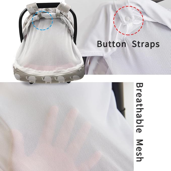Little Tots Baby Car Seat Canopy Cover, Breathable Sun Shade, Full Privacy for Newborns & Infants, Universal Fit for Boys & Girls