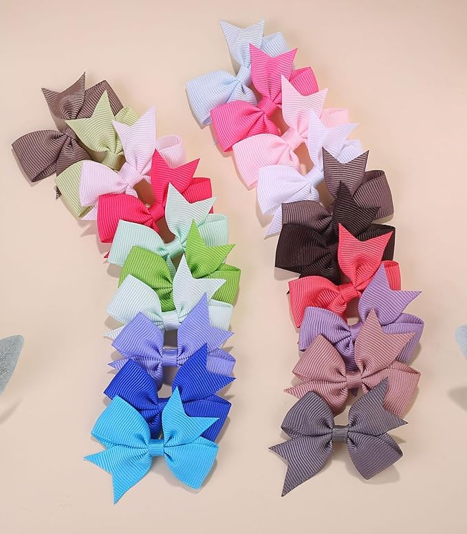 ALinmo Hair Clips for Girls 100PCS - 2" Fully Lined Tiny Bows, Alligator Clips for Infants and Toddlers in Pairs