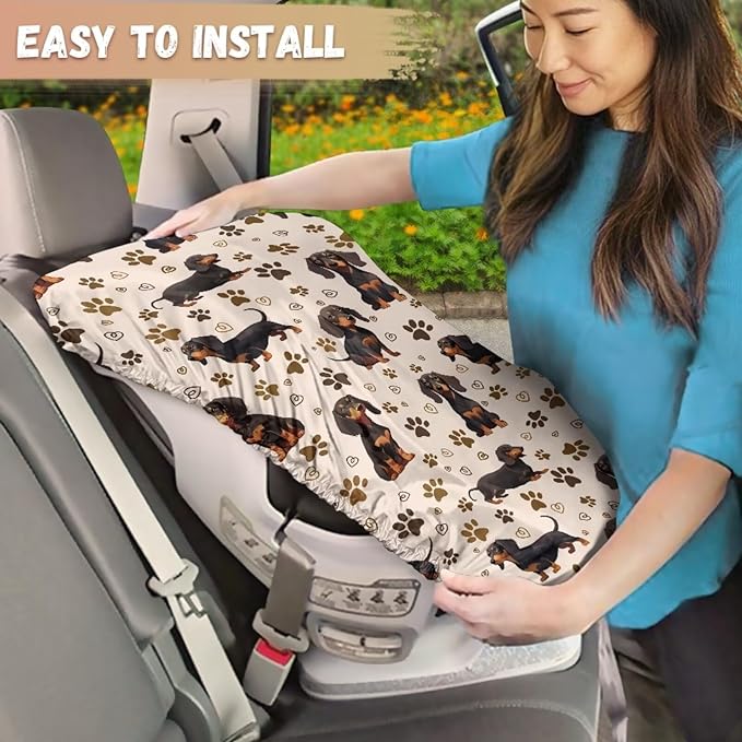 Baby Car Seat Cover, Dog Print Car Seat Sun Shade Cover Sun Protection to Keep The Car Seat Cool, Easy to Clean and Install