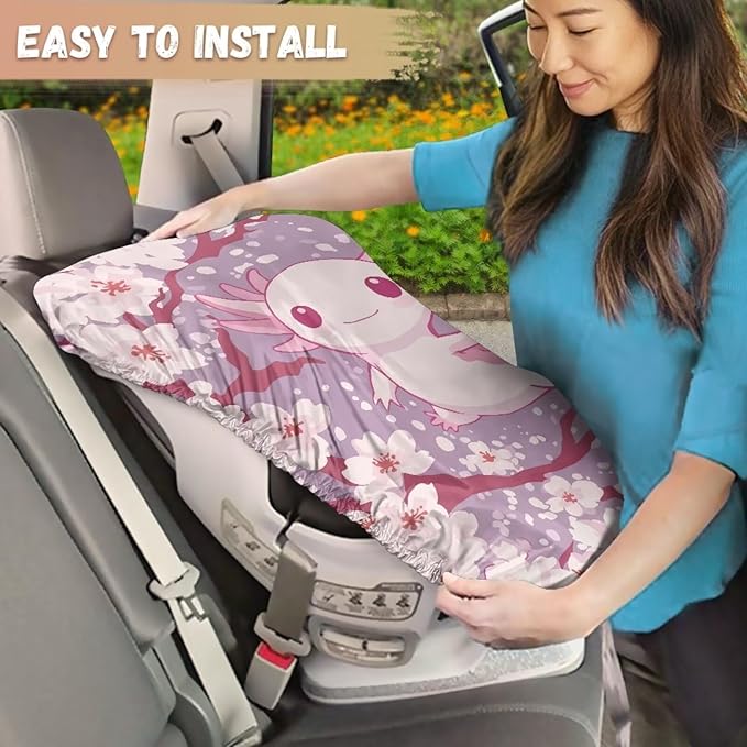 XYZCANDO Axolotl Print Western Car Seat Covers for Babies Girls Cute Car Seat Sun Cover for Baby Waterproof Baby Car Seat Sun Shade Cover Stretch Car Seat Sun Protection Gift for Holiday
