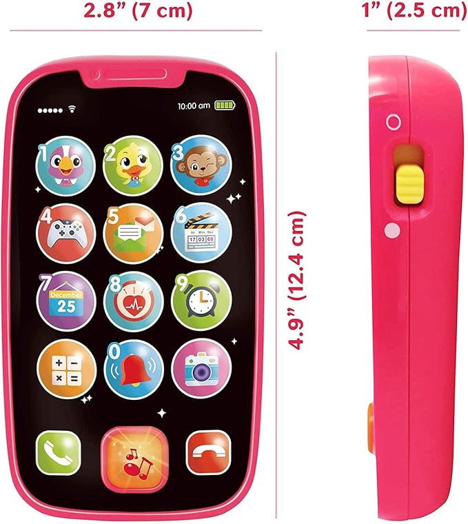 Toys for 1 Year Old Girl Gifts, 15 Functions Toy Phone Toddler Girl Toys, Learning Baby Toys 12-18 Months, Kids Cell Phone Easter Basket Stuffers - Pink