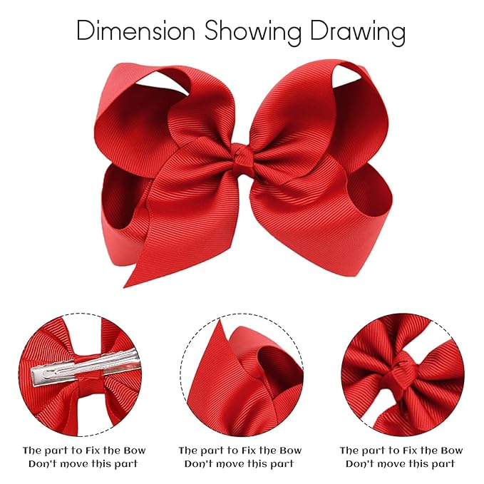 30PCS Big 6 Inch Hair Bows for Girls Grosgrain Ribbon Toddler Hair Accessories with Alligator Clips for Toddlers Baby Girls Kids Teens
