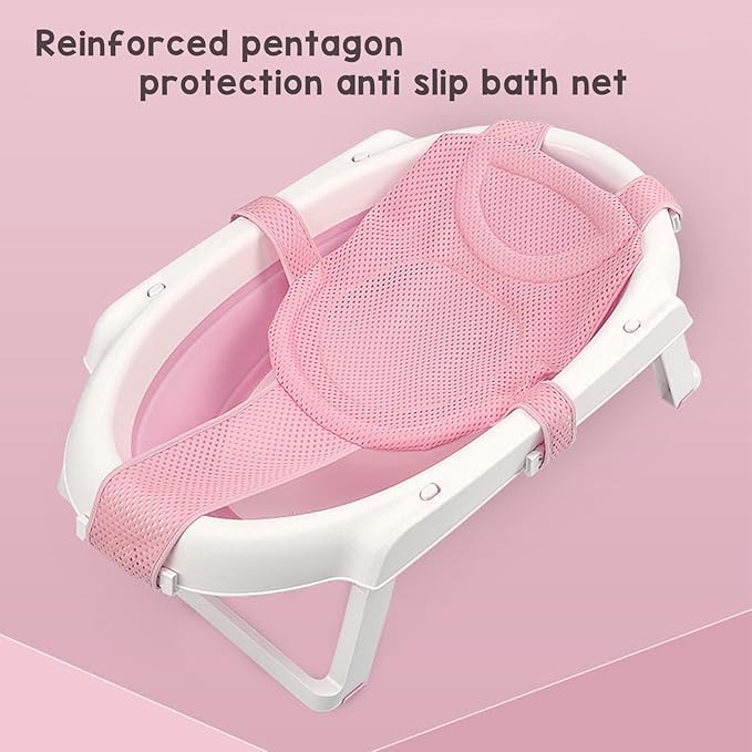 Baby Bath Seat Support Net Slip Proof Universal Detachable Bath Sling Bathtub Sling Shower Mesh Bathtub Sit Up Mesh with 5 Safety Support Corner ()