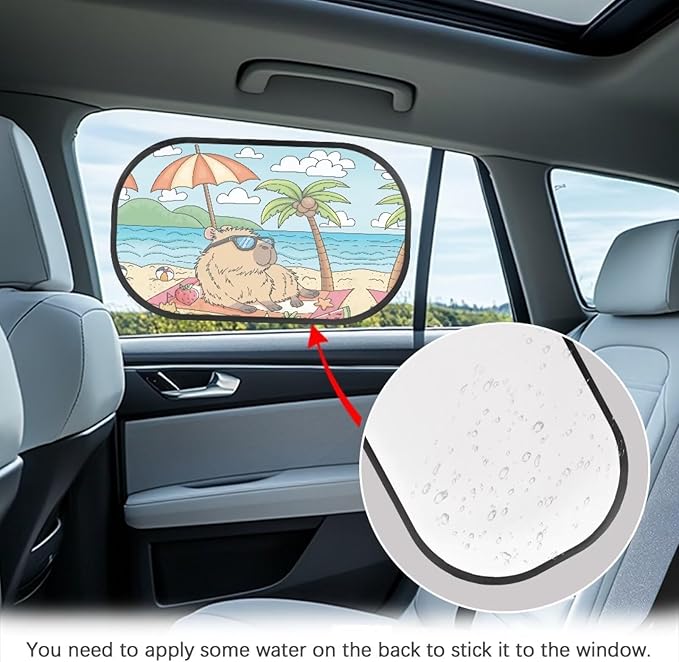 Bulopur Cute Capybare Car Shades Back Windows Baby 2 Pack Easy to Install Car Sun Shade Side Window Cute Design UV Protection Breathable for Most Vehicle, SUV, Truck, Cars