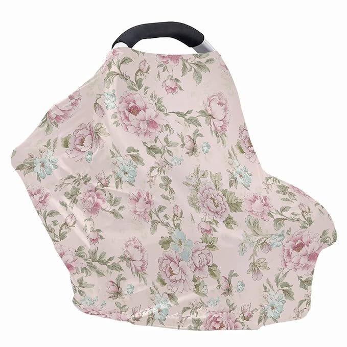 AFPANQZ Pink Flowers Breastfeeding Nursing Cover Baby Carseat Canopy for Babies Infant Newborn Stroller Cover Breastfeeding Scarf