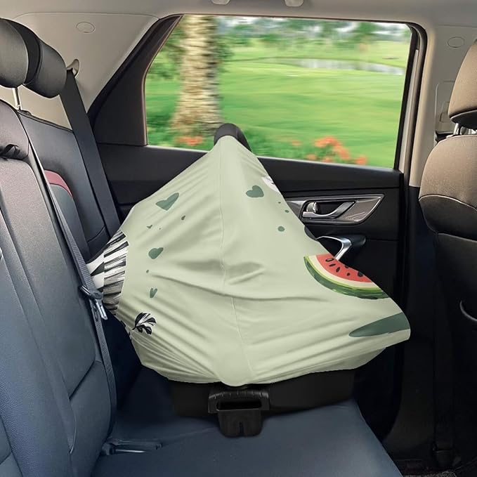 Biyejit Zebra Watermelon Multi-Use Cover: Car Seat Covers, Nursing Cover, and Stroller Cover for Sun - Stretchy Fabric, All-Season Use, Stylish Designs, Easy Access for Moms