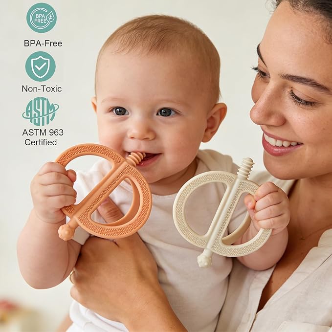 YAPROMO Silicone Teether Toys for 0-36 Months Babies, Teether Tubes for Teething Pain Relief - Anti-Choking Straw Tube Design, Sensory Teething Toys for Infants & Toddlers
